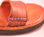 sandal stitched, braided cord, couching, leather sandal